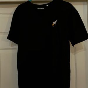 PacSun Black T Shirt with embroidered Rocket Ship